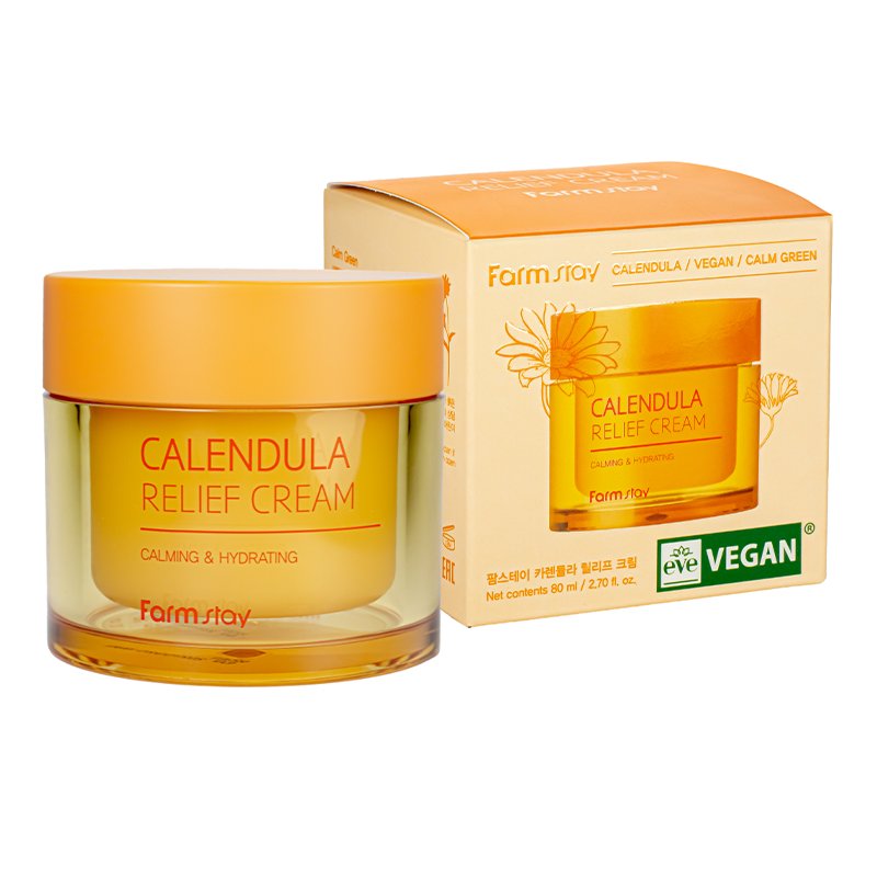 RAMINAMASIS KREMAS SU MEDETKOMIS-FarmStay Calendula Relief Cream 80 ml