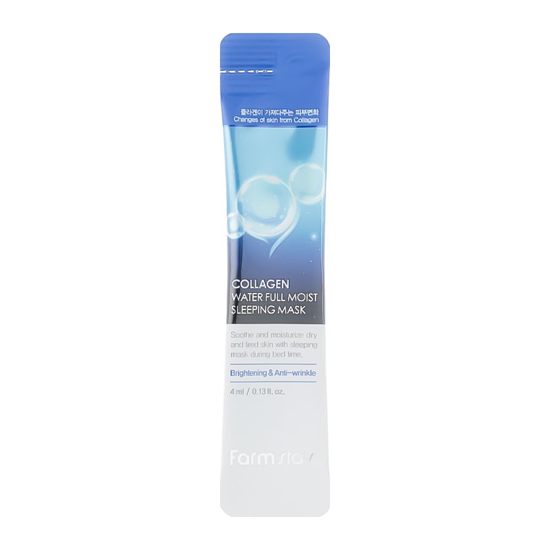 NAKTINĖ DRĖKINANTI VEIDO KAUKĖ SU KOLAGENU-FarmStay Collagen Water Full Moist Sleeping Mask 4 ml
