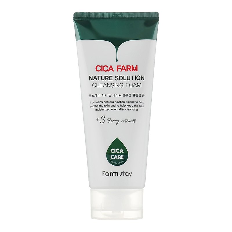 VEIDO PRAUSIKLIS SU AZIJINE CENTELE-FarmStay Cica Farm Nature Solution Cleansing Foam 180 ml