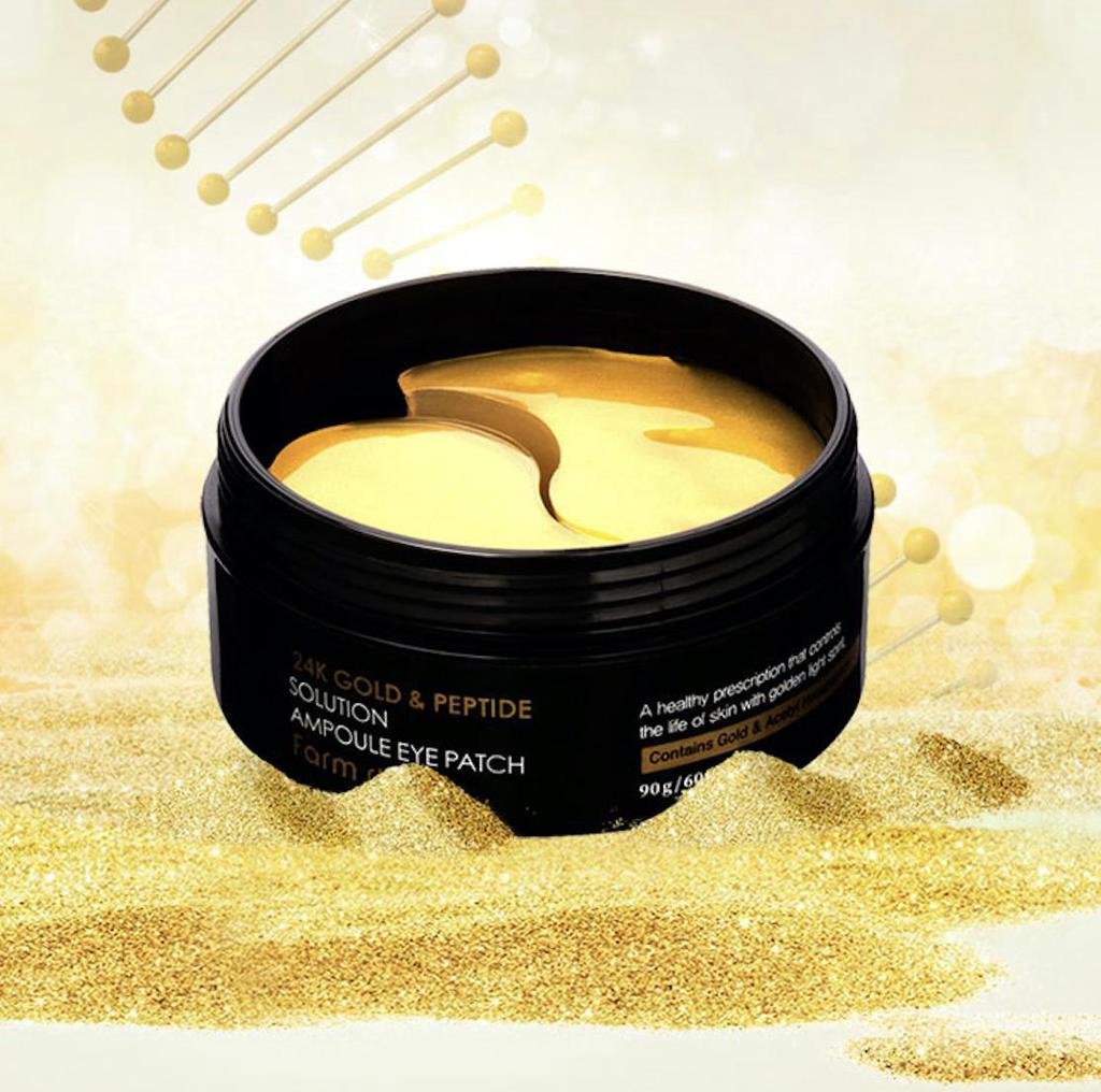 Hidrogelinės paakių kaukės-FarmStay 24K Gold & Peptide Solution Ampoule Eye Patch 60 vnt - Image 3