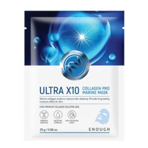 Drėkinanti lakštinė veido kaukė - ENOUGH Collagen Ultra X10 Collagen Pro Marine Mask Pack, 1 vnt